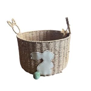 Basket Woven Bunny Basket with Handles NWT
